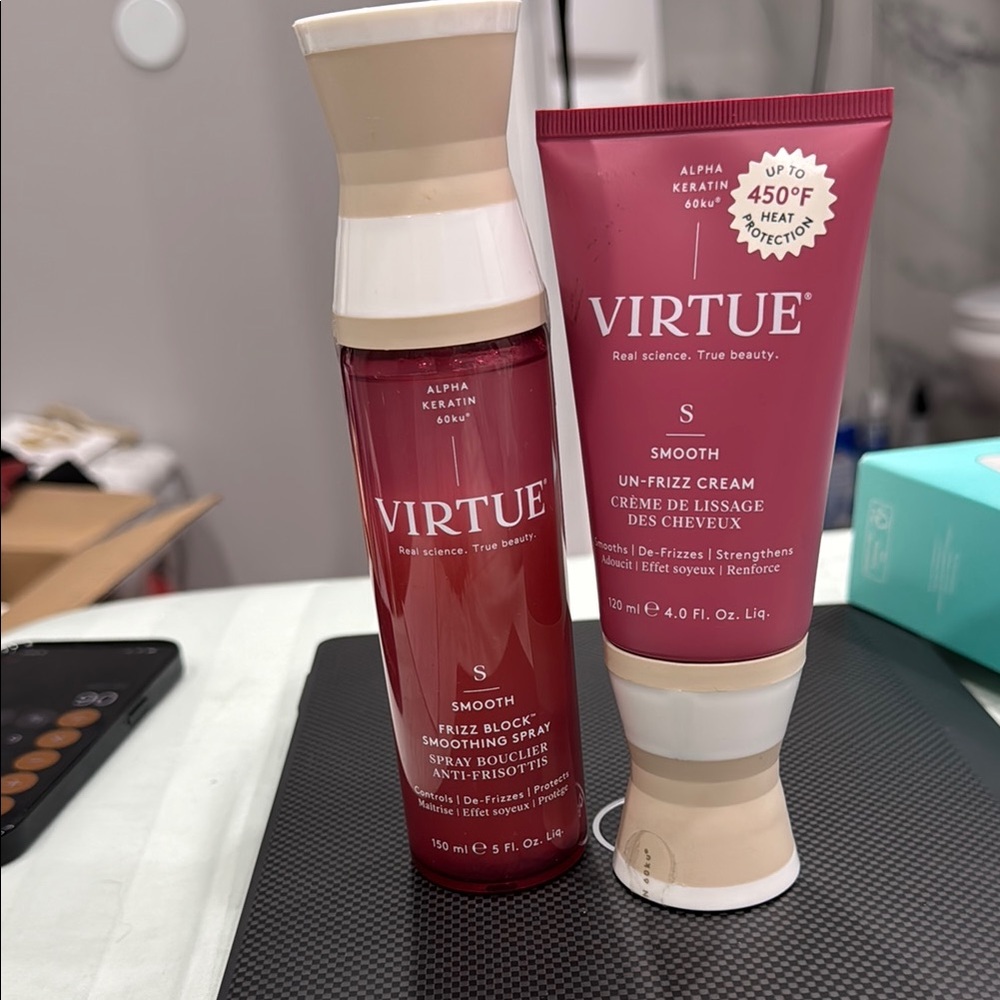 Smooth Frizz Block Smoothing Spray & Un-Frizz Cream Set - Pink
